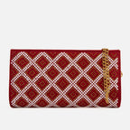 The Nampula Red Glitter Suede Leather Small Clutch