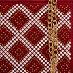 The Nampula Red Glitter Suede Leather Small Clutch