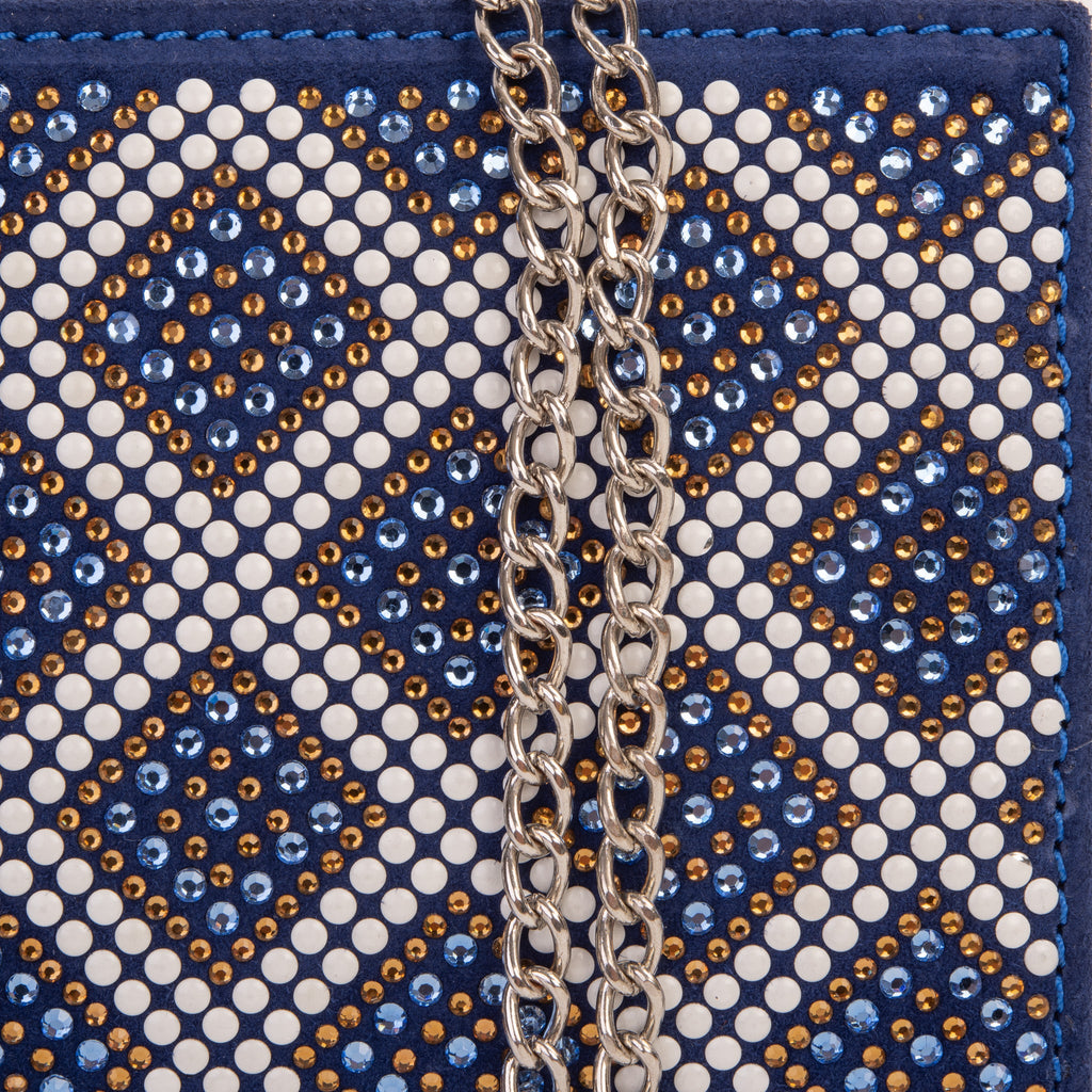 The Nampula Sax Blue Glitter Suede Leather Small Clutch