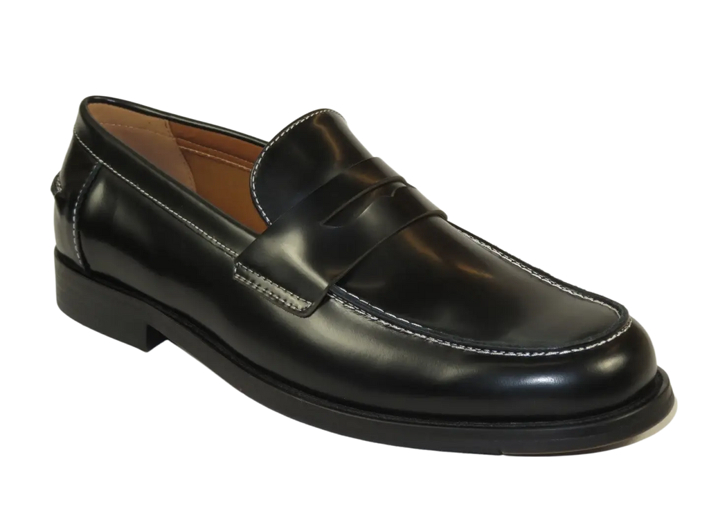 Men's Shoes STEVE MADDEN Leather Upper Penny Slip on Natan Black