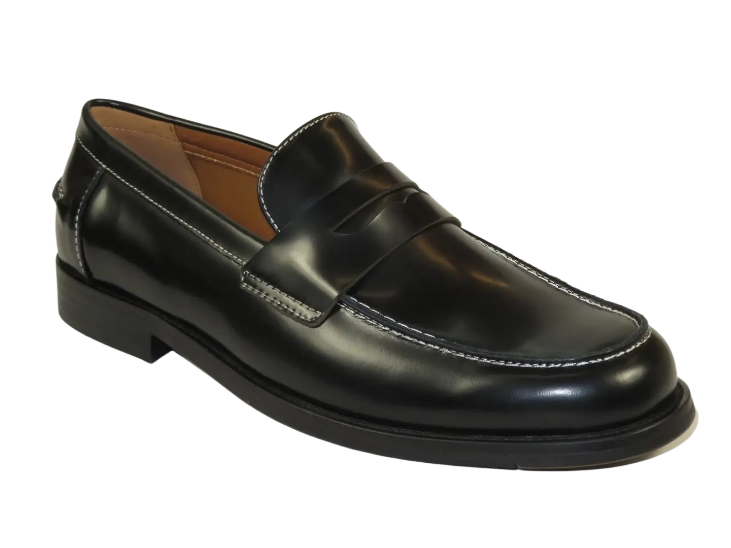 Men's Shoes STEVE MADDEN Leather Upper Penny Slip on Natan Black