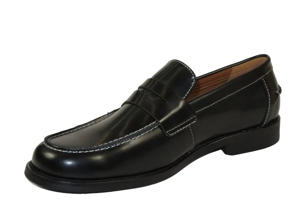 Men's Shoes STEVE MADDEN Leather Upper Penny Slip on Natan Black