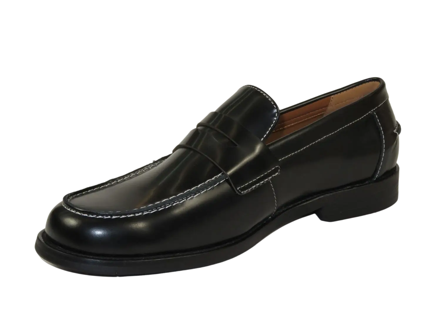 Men's Shoes STEVE MADDEN Leather Upper Penny Slip on Natan Black