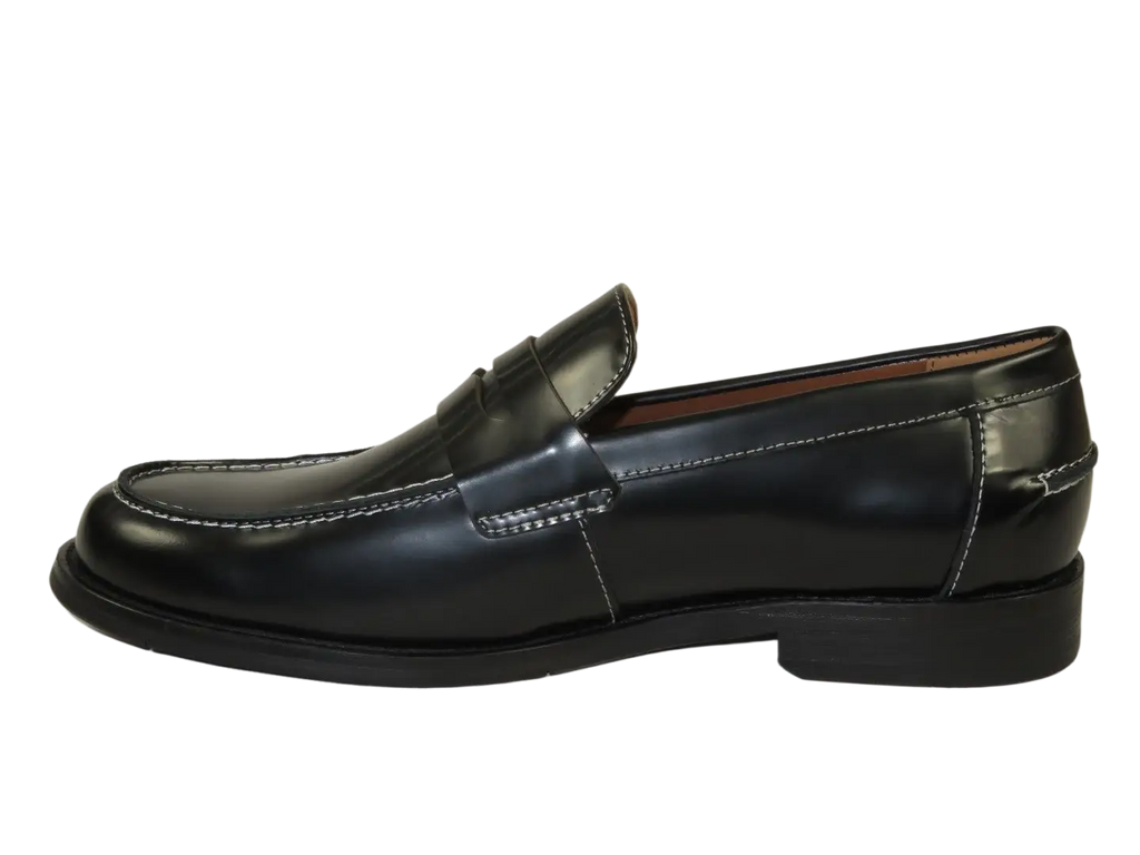 Men's Shoes STEVE MADDEN Leather Upper Penny Slip on Natan Black