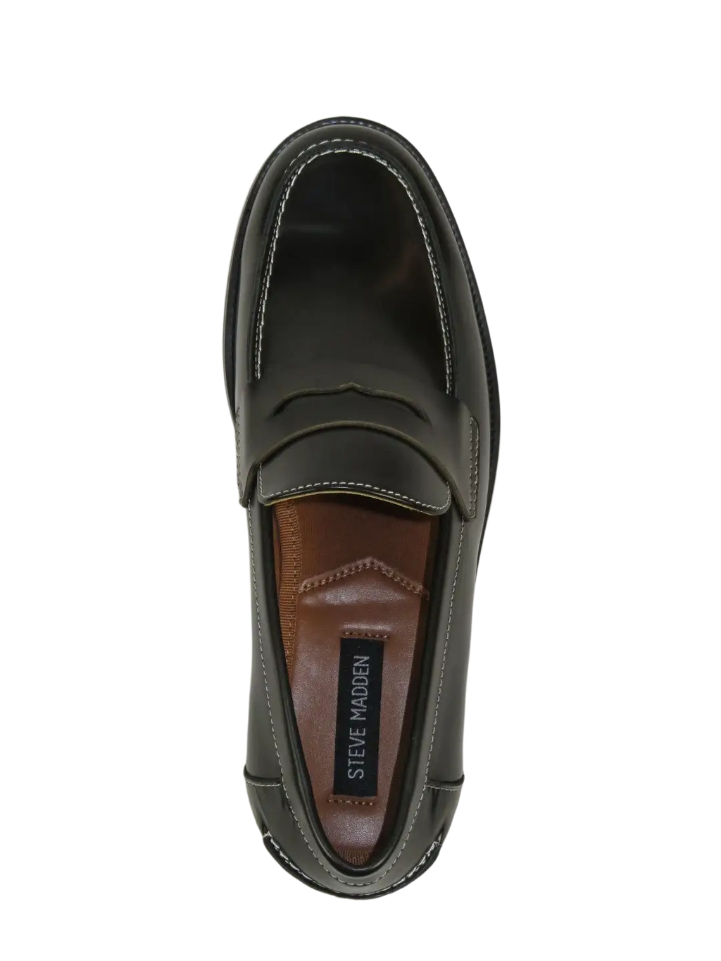 Men's Shoes STEVE MADDEN Leather Upper Penny Slip on Natan Black