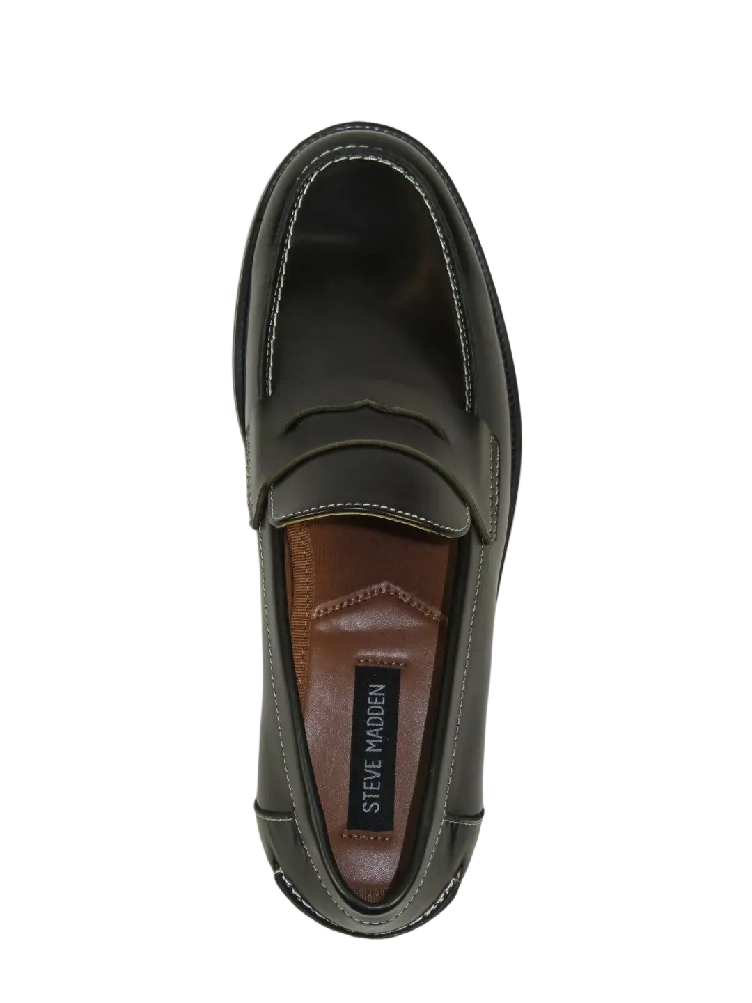 Men's Shoes STEVE MADDEN Leather Upper Penny Slip on Natan Black