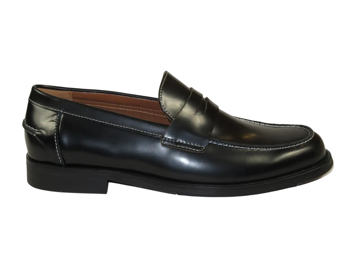 Men's Shoes STEVE MADDEN Leather Upper Penny Slip on Natan Black