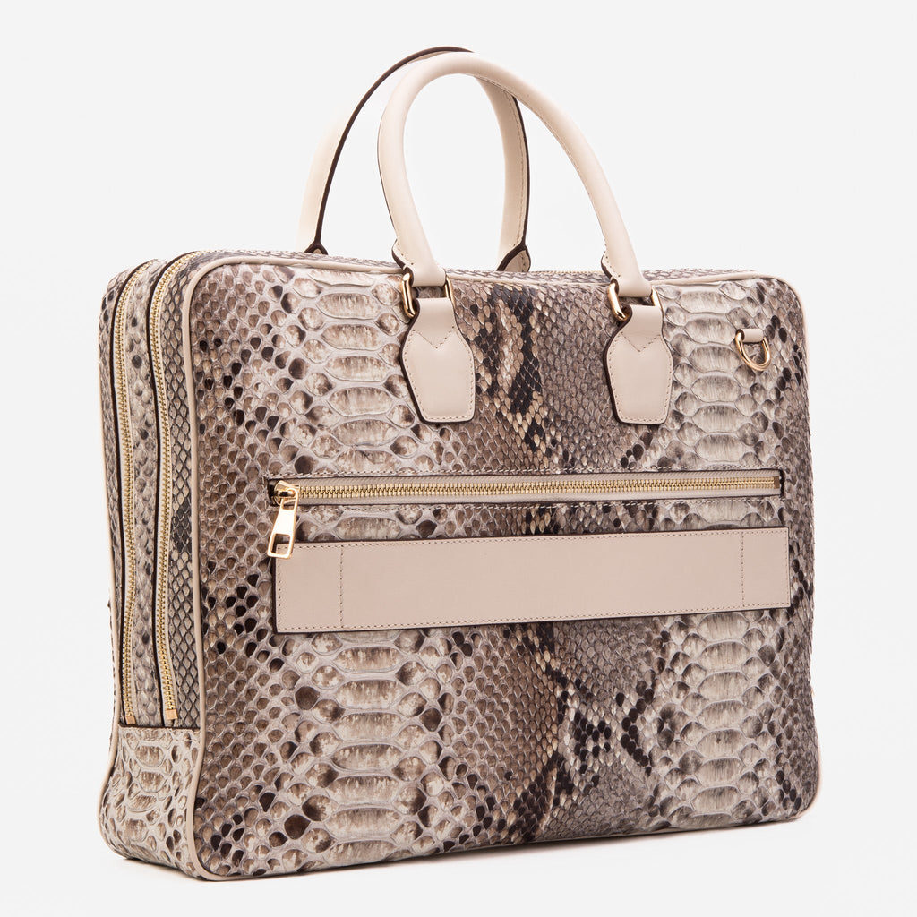 The Cortona Naturel Python Leather Men’s Laptop Briefcase