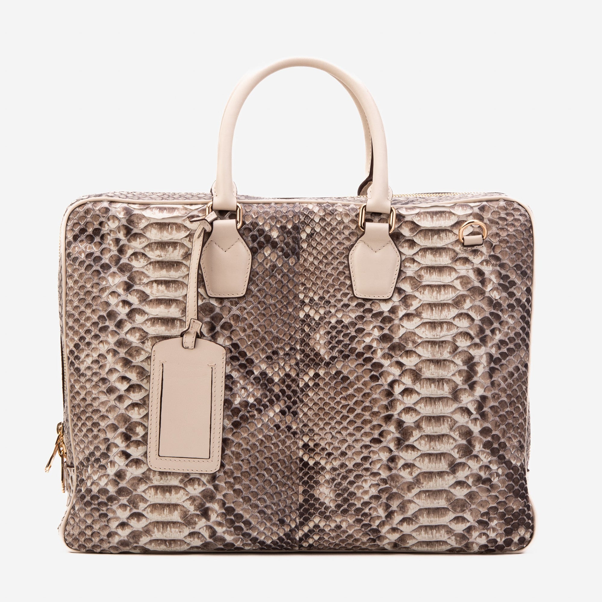 The Cortona Naturel Python Leather Men’s Laptop Briefcase
