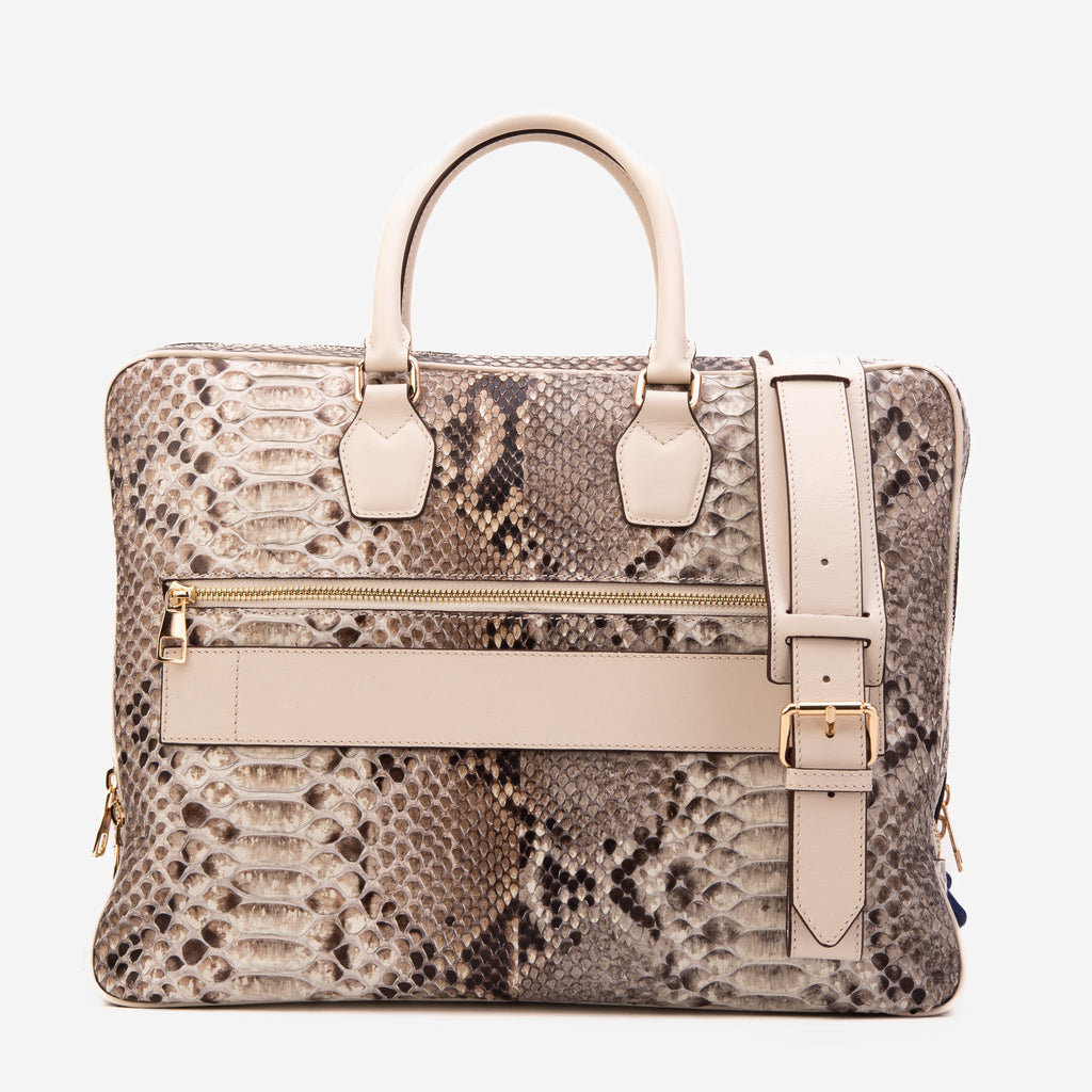 The Cortona Naturel Python Leather Men’s Laptop Briefcase