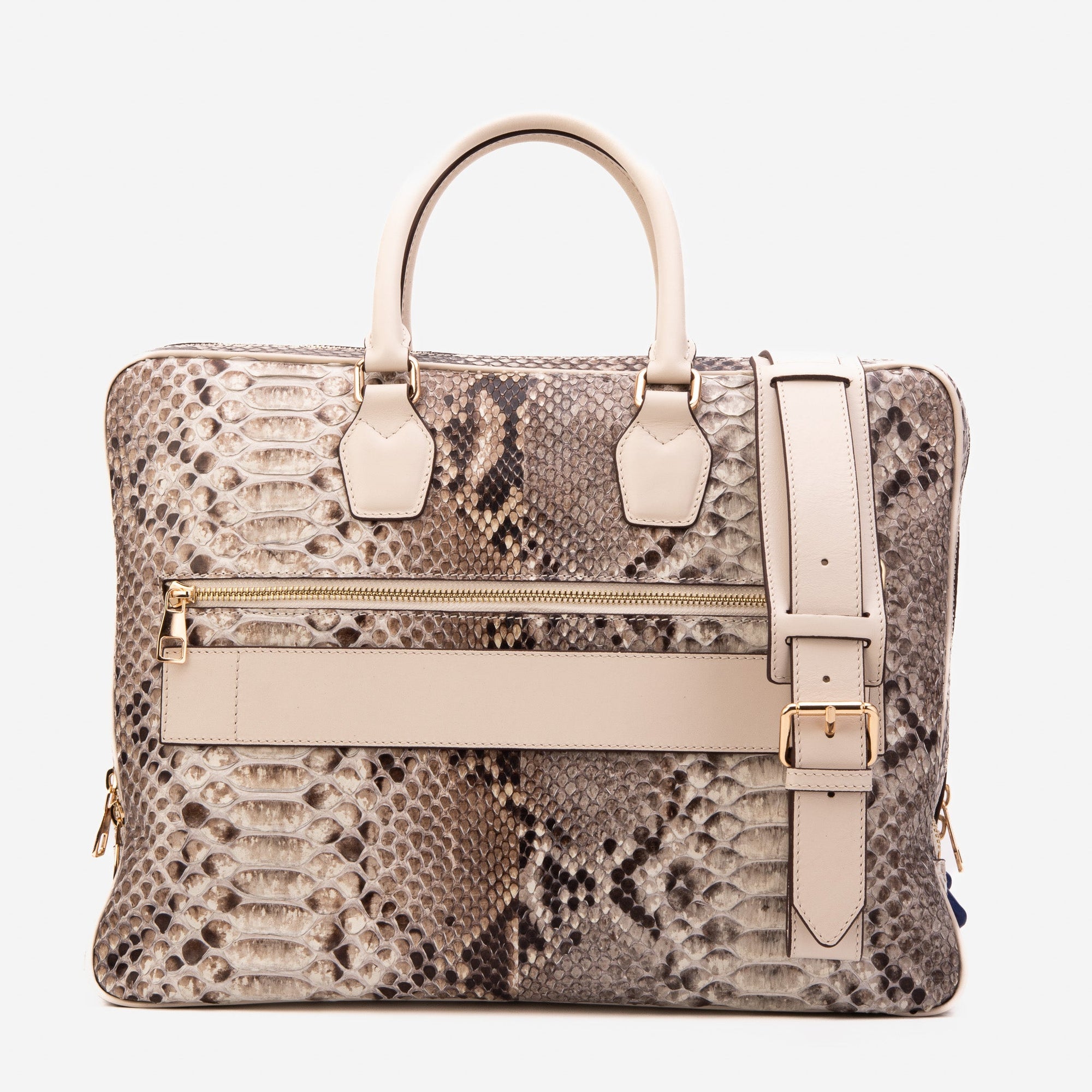 The Cortona Naturel Python Leather Men’s Laptop Briefcase
