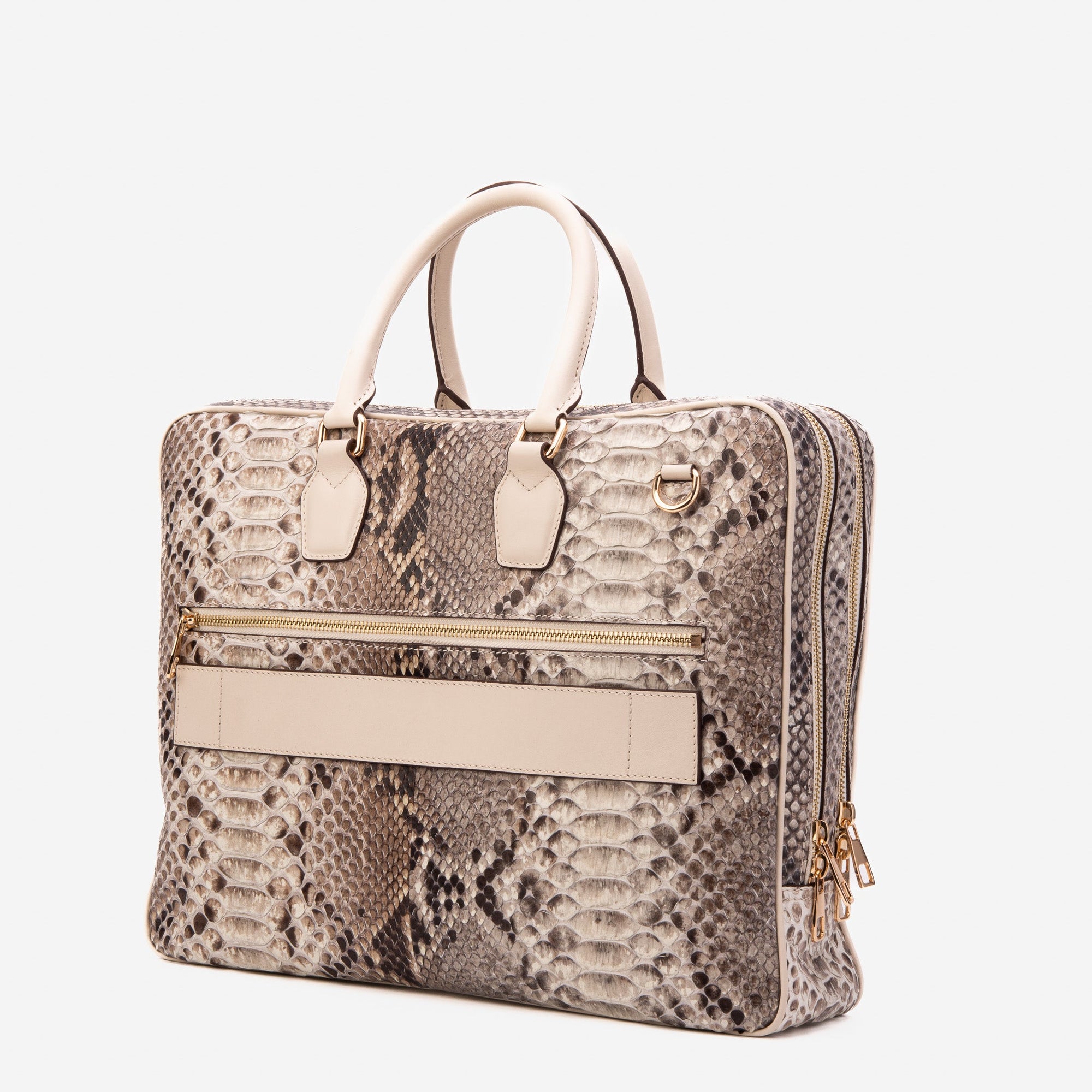 The Cortona Naturel Python Leather Men’s Laptop Briefcase