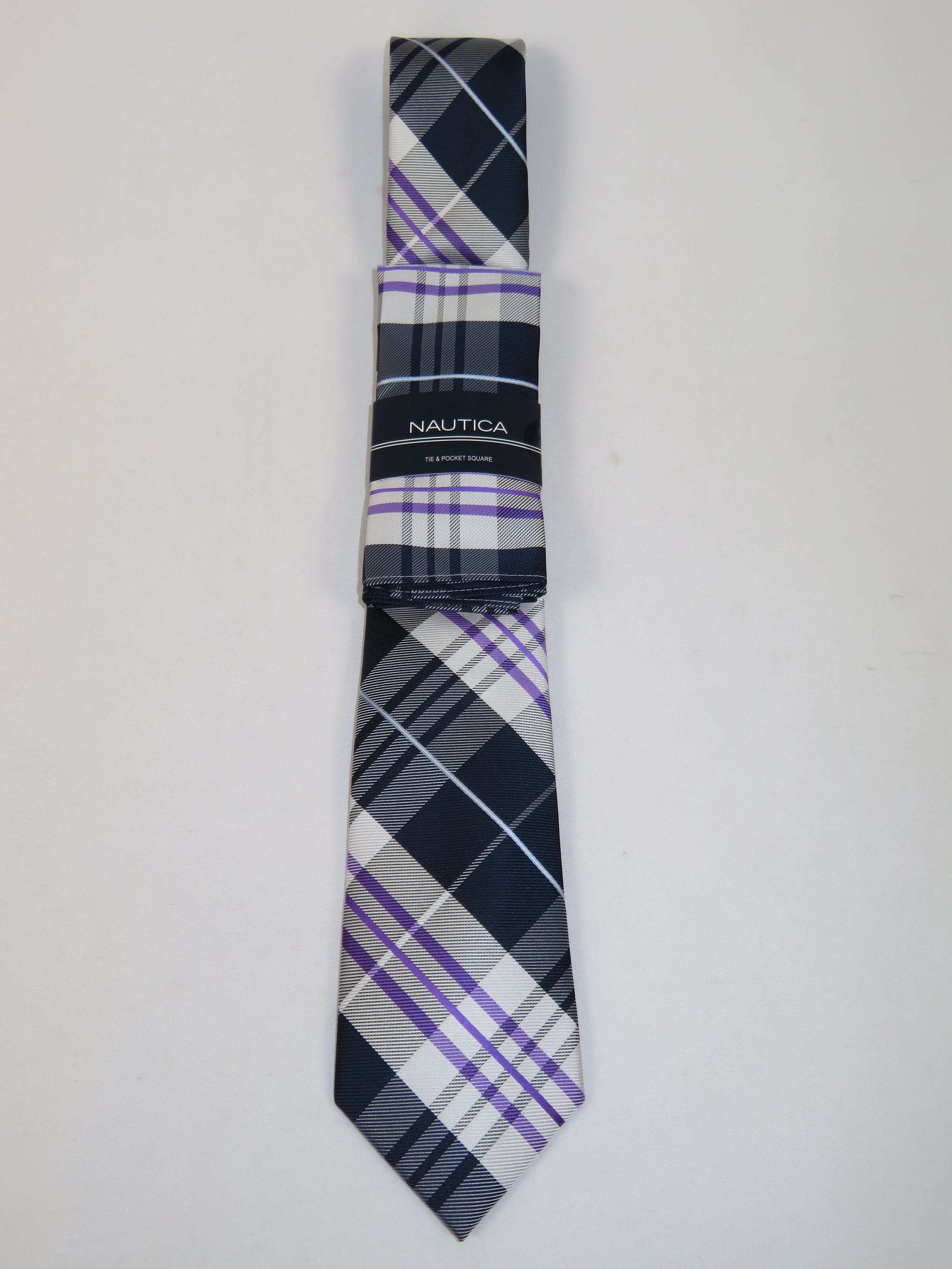 Men's  Nautica Tie and Hankie Set Woven Silky Feel #Nautica-2 Lavender