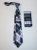 Men's  Nautica Tie and Hankie Set Woven Silky Feel #Nautica-2 Lavender