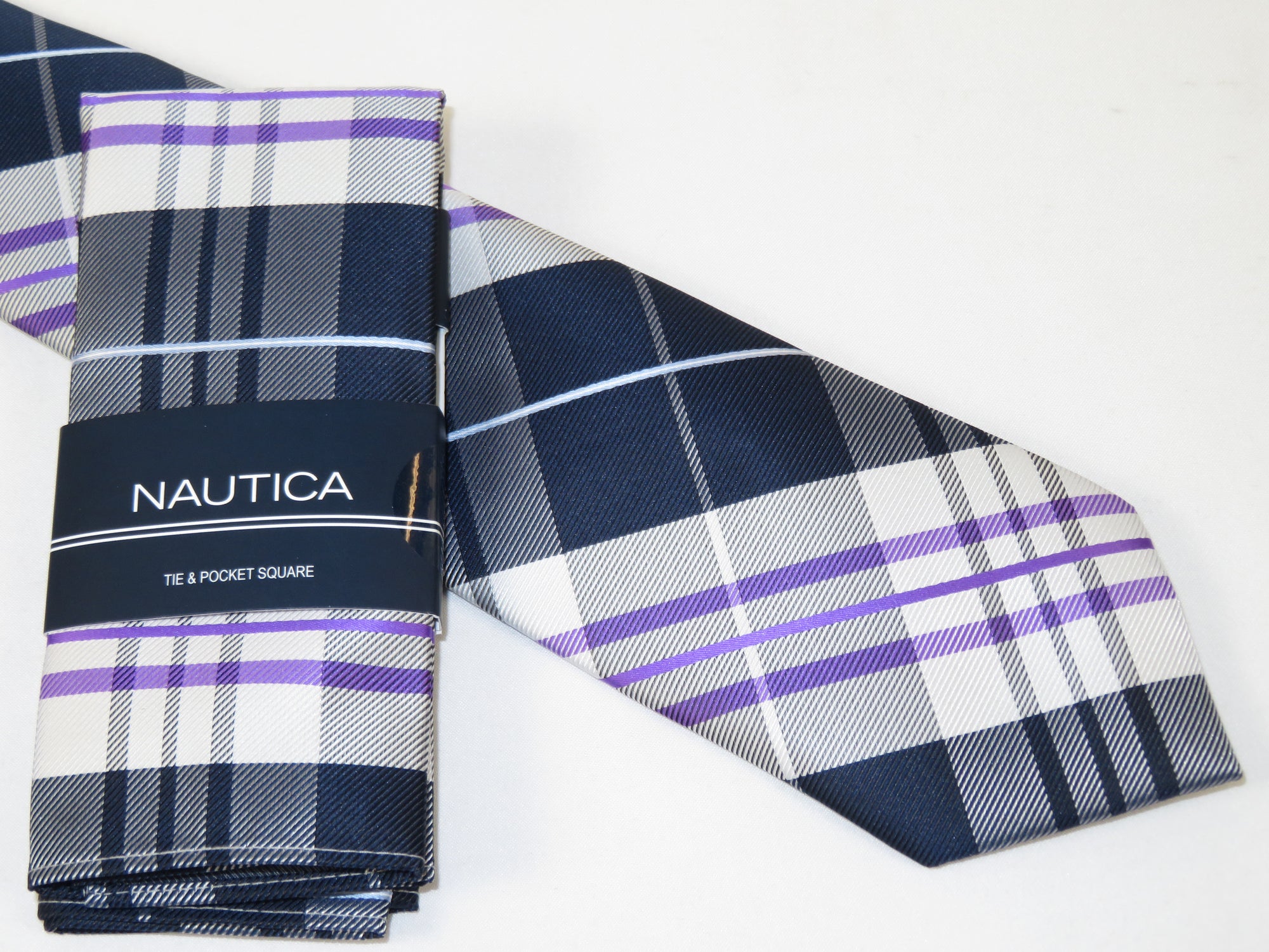 Men's  Nautica Tie and Hankie Set Woven Silky Feel #Nautica-2 Lavender