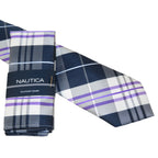 Men's  Nautica Tie and Hankie Set Woven Silky Feel #Nautica-2 Lavender