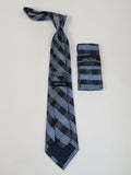 Men's  Nautica Tie and Hankie Set Woven Silky Feel #Nautica-3 Blue