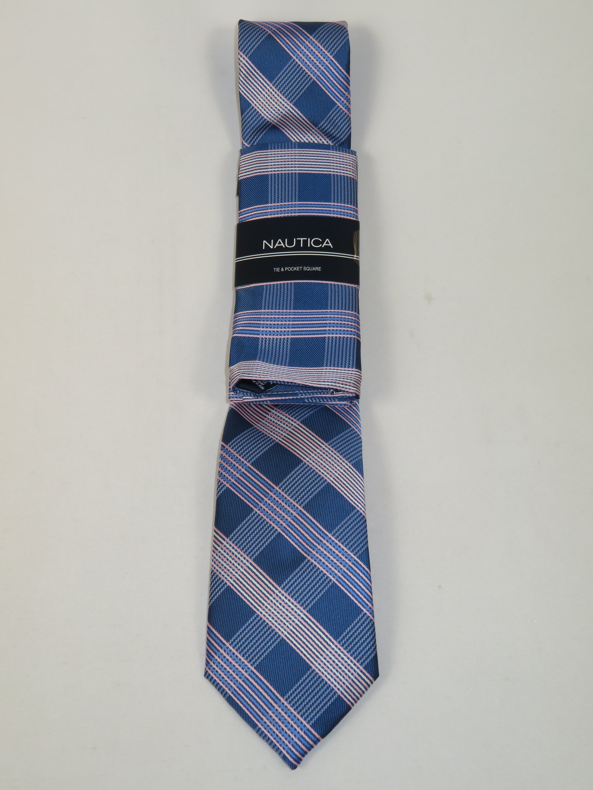 Men's  Nautica Tie and Hankie Set Woven Silky Feel #Nautica-4 Lavender Blue