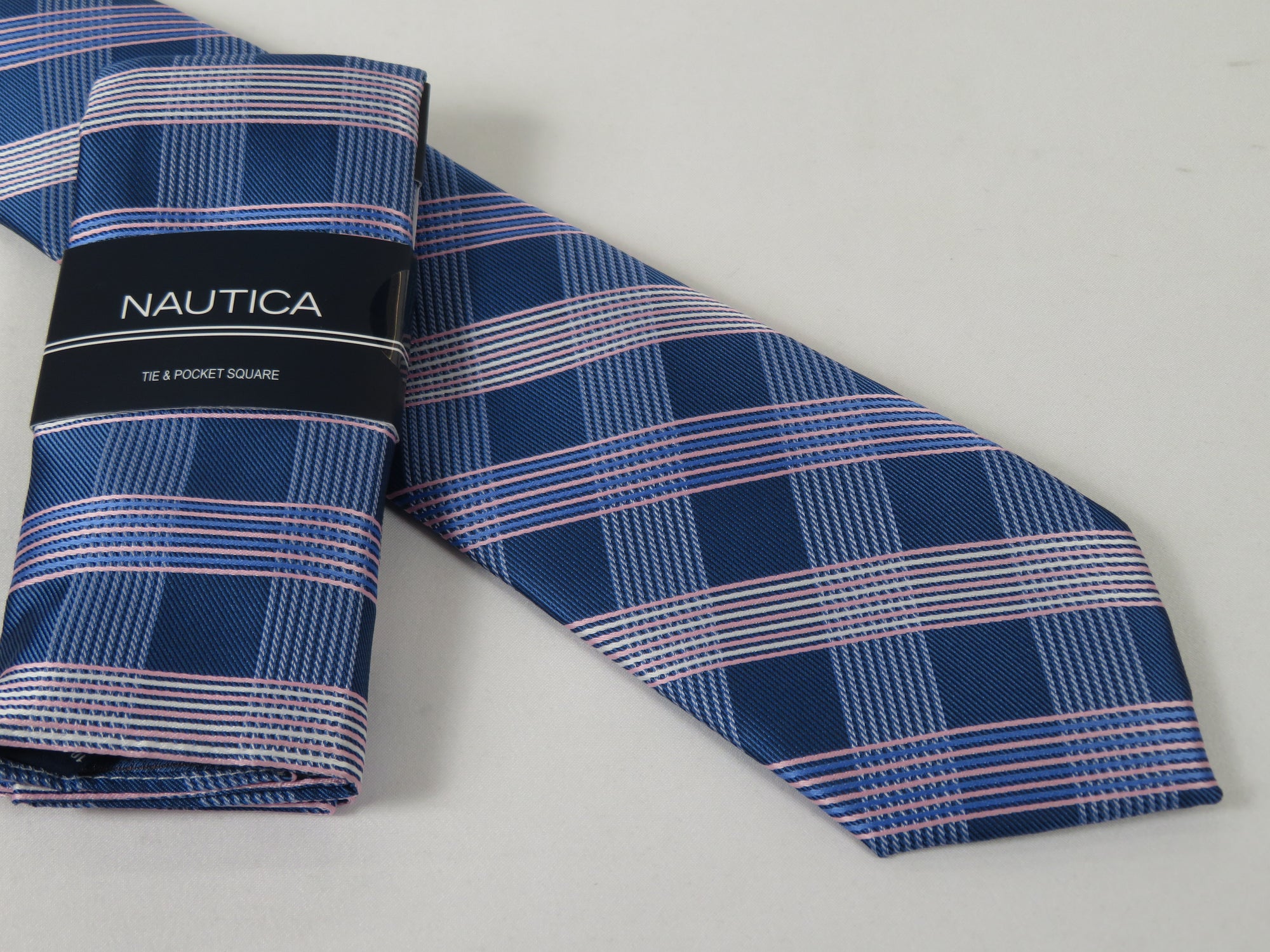 Men's  Nautica Tie and Hankie Set Woven Silky Feel #Nautica-4 Lavender Blue