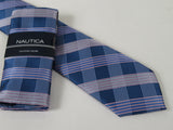 Men's  Nautica Tie and Hankie Set Woven Silky Feel #Nautica-4 Lavender Blue