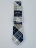 Men's  Nautica Tie and Hankie Set Woven Silky Feel #Nautica-6 Beige Blue