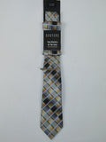 Men's  Nautica Tie/Hankie/Tie Bar Set Woven Silky Feel #Nautica-8 Tan Gray