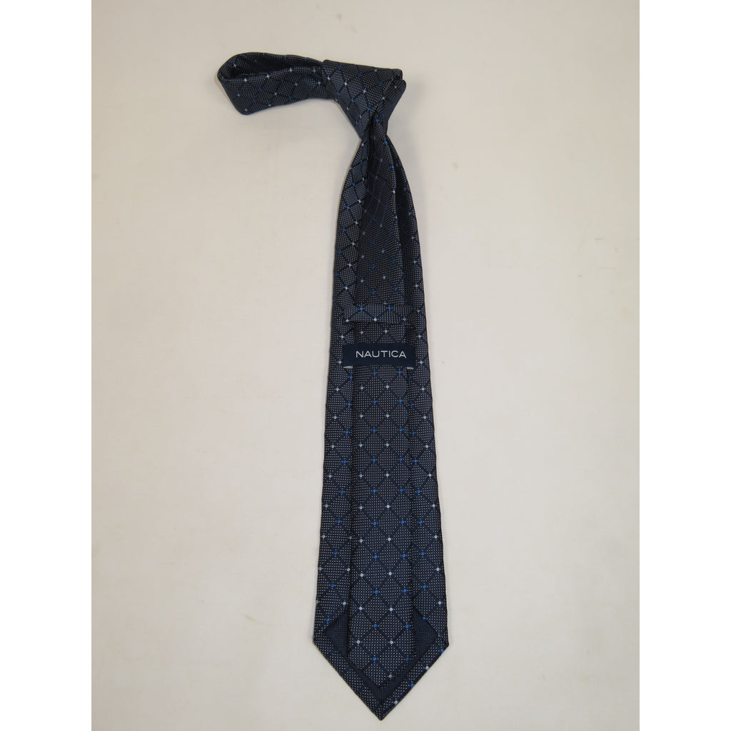 Men's Nautica Tie Woven Silky Feel #Nautica-10 Navy Blue Checkers