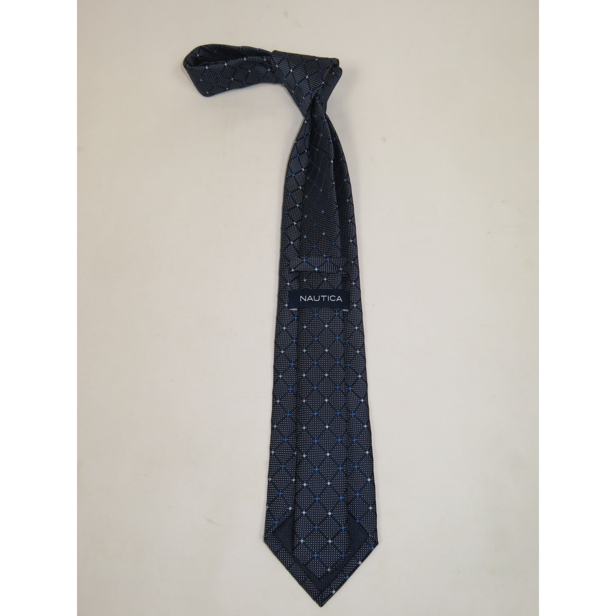 Men's Nautica Tie Woven Silky Feel #Nautica-10 Navy Blue Checkers