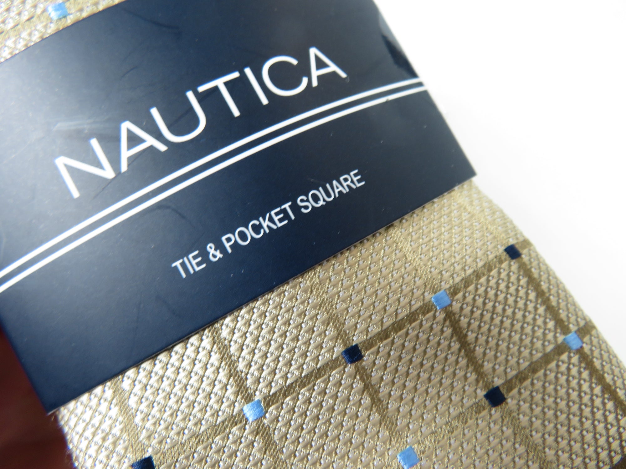 Men's  Nautica Tie and Hankie Set Woven Silky Feel #Nautica-1 Beige