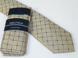 Men's  Nautica Tie and Hankie Set Woven Silky Feel #Nautica-1 Beige