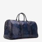 The Velar Navy Hand-Painted Snake Leather Weekender Bag
