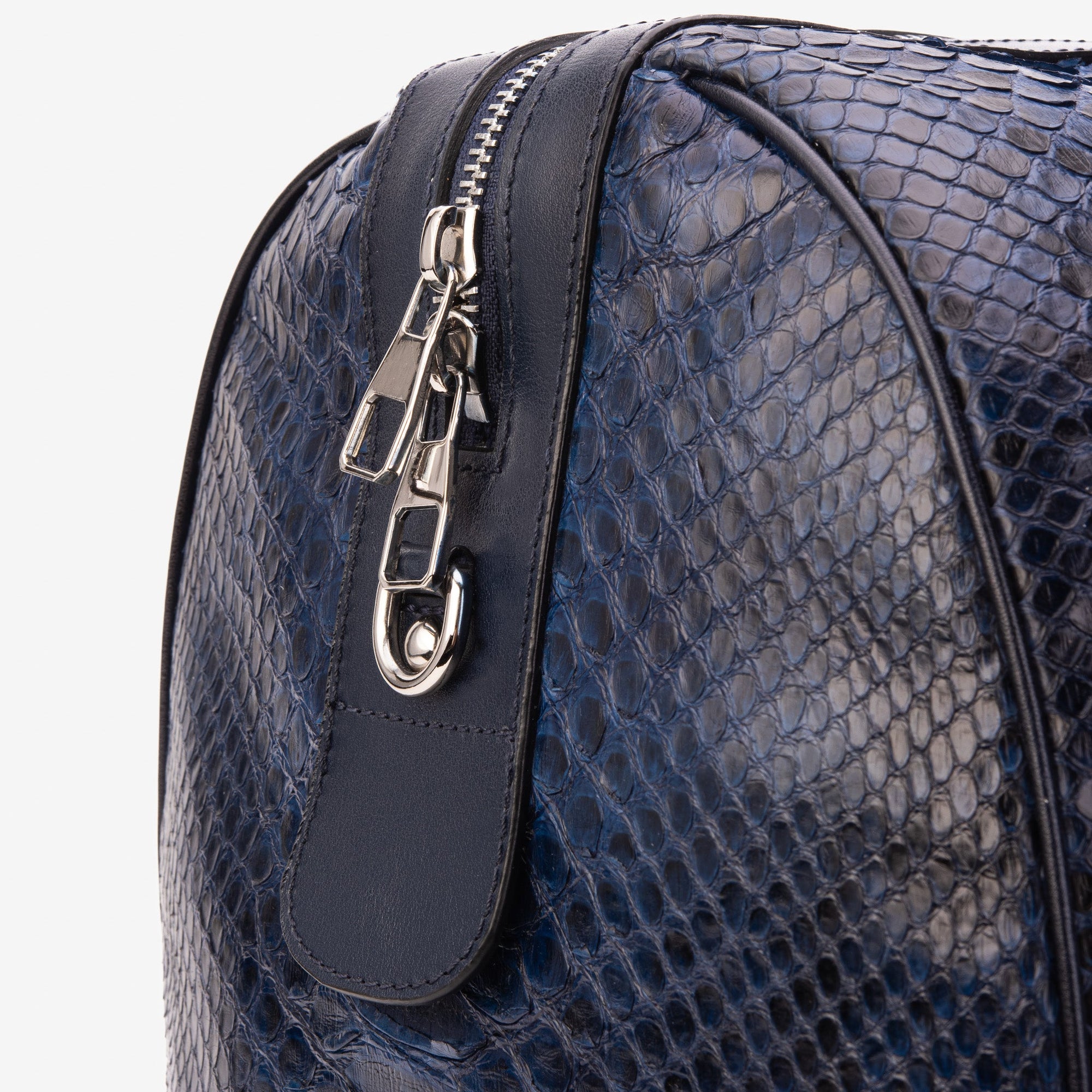 The Velar Navy Hand-Painted Snake Leather Weekender Bag