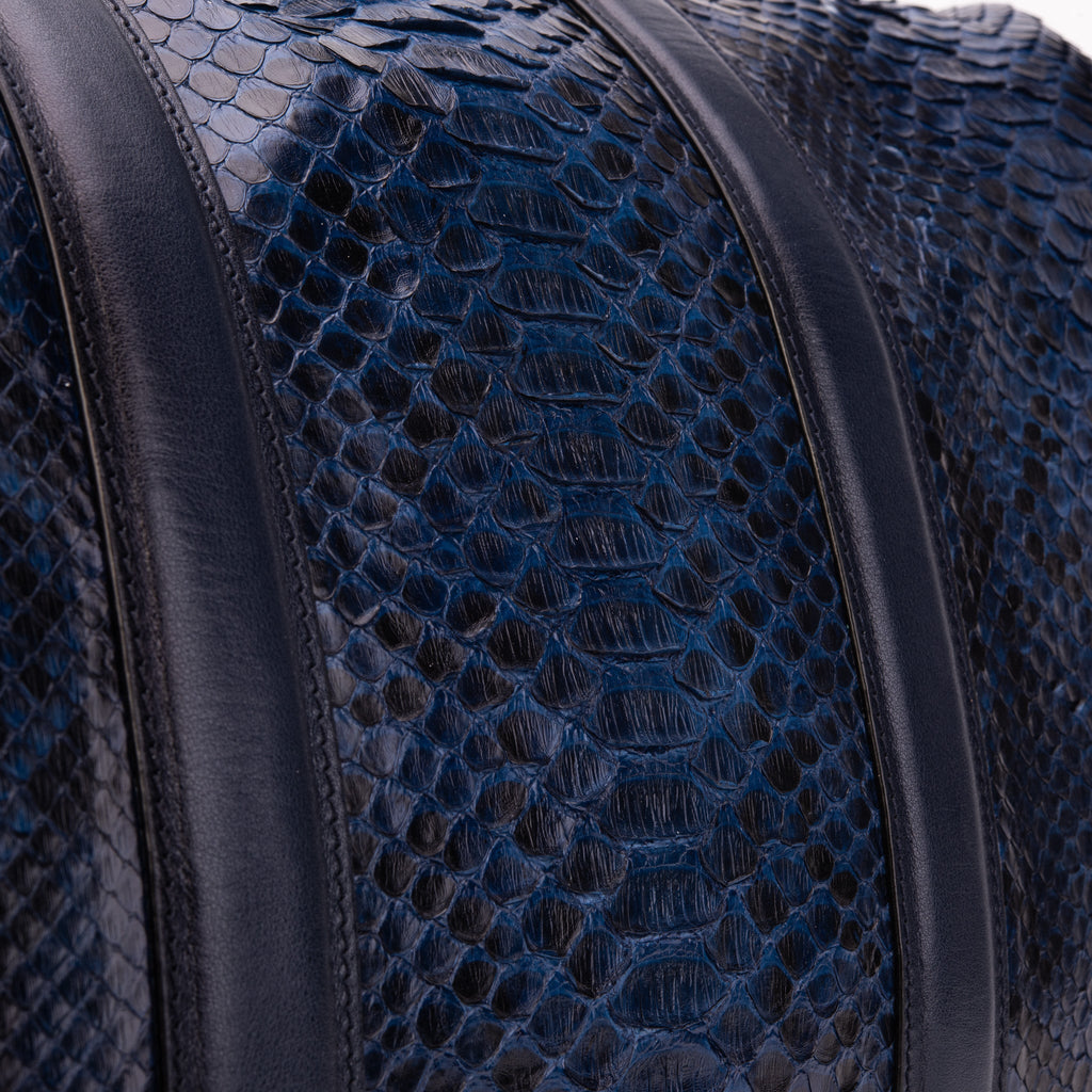 The Velar Navy Hand-Painted Snake Leather Weekender Bag