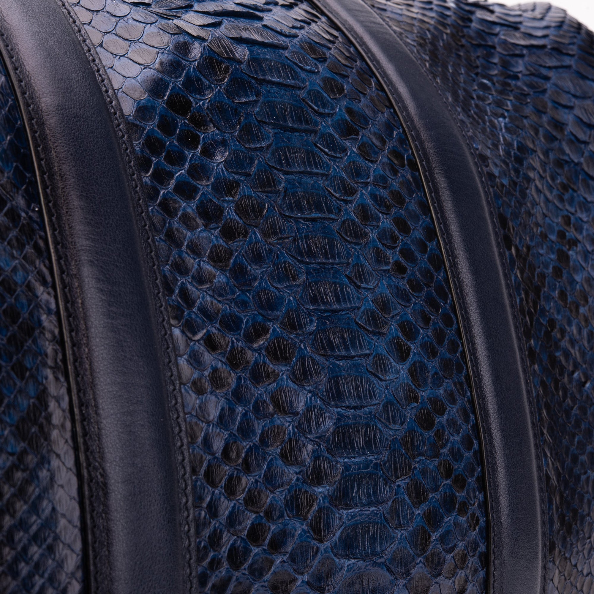 The Velar Navy Hand-Painted Snake Leather Weekender Bag