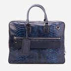 The Cortona Navy Blue Snake Leather Men’s Laptop Briefcase