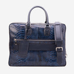 The Cortona Navy Blue Snake Leather Men’s Laptop Briefcase