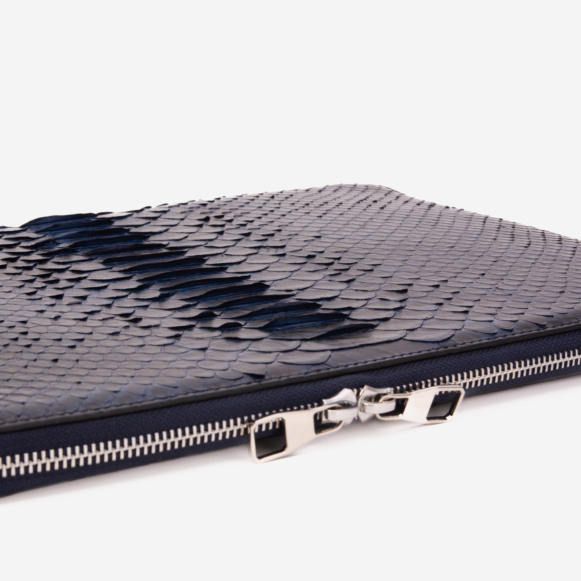 The Varese Navy Hand-Painted Snake Leather 14” Laptop Portfolio