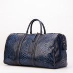 The Velar Navy Hand-Painted Snake Leather Weekender Bag