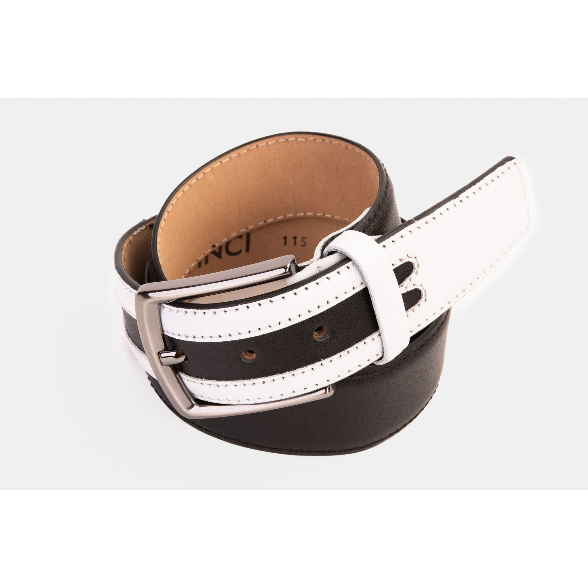 The Neiva Black/White Leather Belt