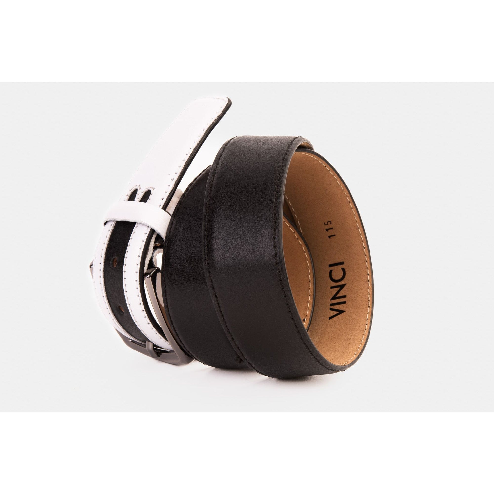 The Neiva Black/White Leather Belt