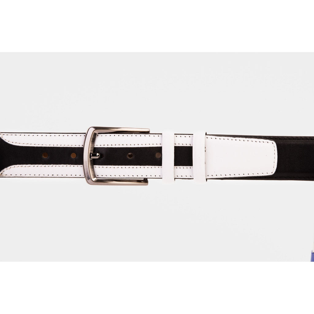 The Neiva Black/White Leather Belt