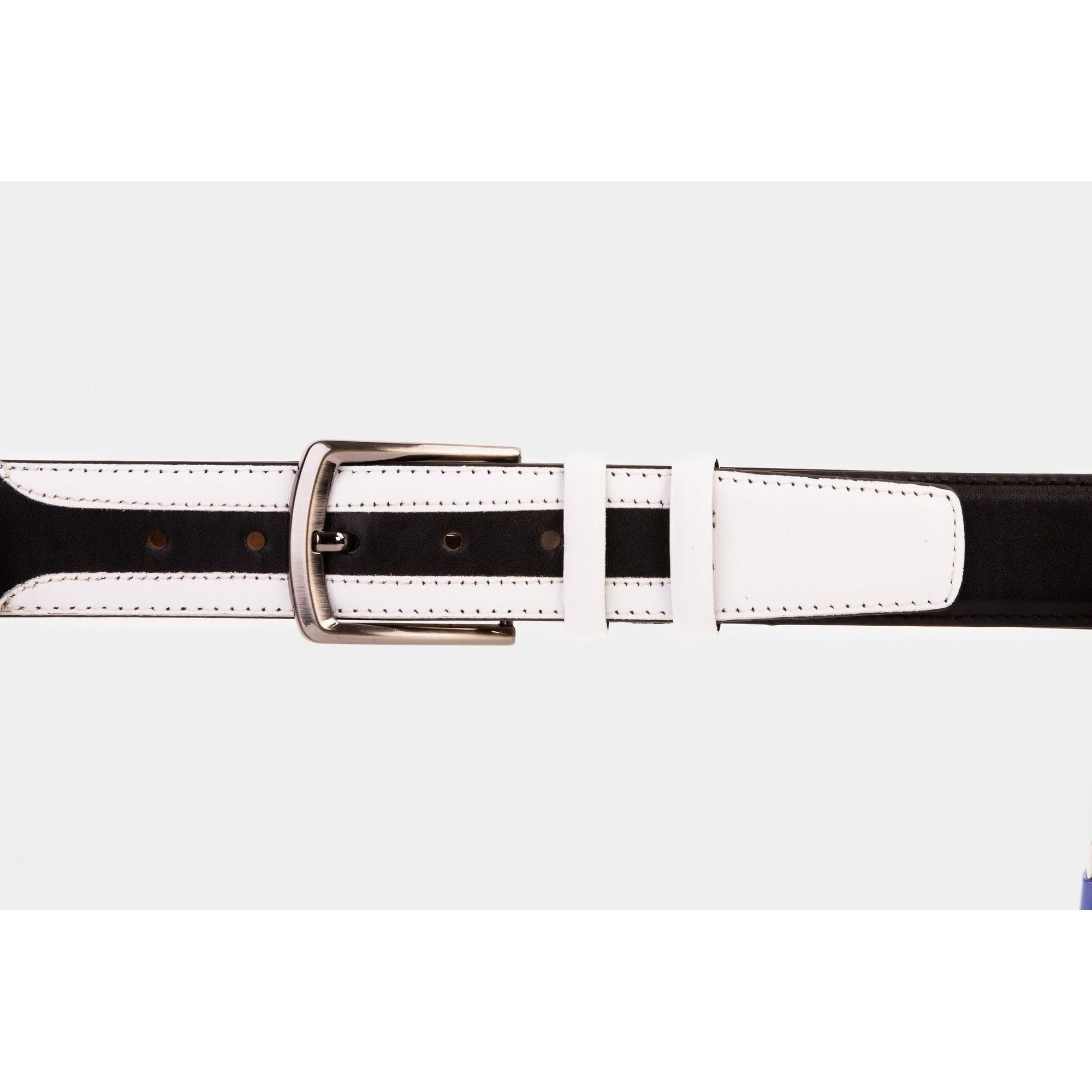The Neiva Black/White Leather Belt
