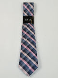 Men's Nicole Miller Tie Classic Woven Silky Feel #Nicole-2 Pink Blue Checker