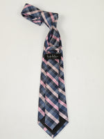 Men's Nicole Miller Tie Classic Woven Silky Feel #Nicole-2 Pink Blue Checker