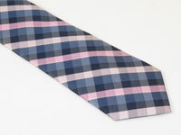Men's Nicole Miller Tie Classic Woven Silky Feel #Nicole-2 Pink Blue Checker