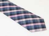 Men's Nicole Miller Tie Classic Woven Silky Feel #Nicole-2 Pink Blue Checker