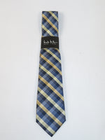 Men's Nicole Miller Tie Classic Woven Silky Feel #Nicole-3 Yellow Blue Checker