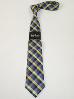 Men's Nicole Miller Tie Classic Woven Silky Feel #Nicole-3 Yellow Blue Checker
