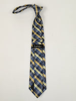Men's Nicole Miller Tie Classic Woven Silky Feel #Nicole-3 Yellow Blue Checker
