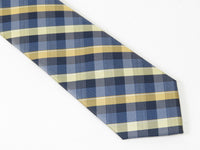Men's Nicole Miller Tie Classic Woven Silky Feel #Nicole-3 Yellow Blue Checker